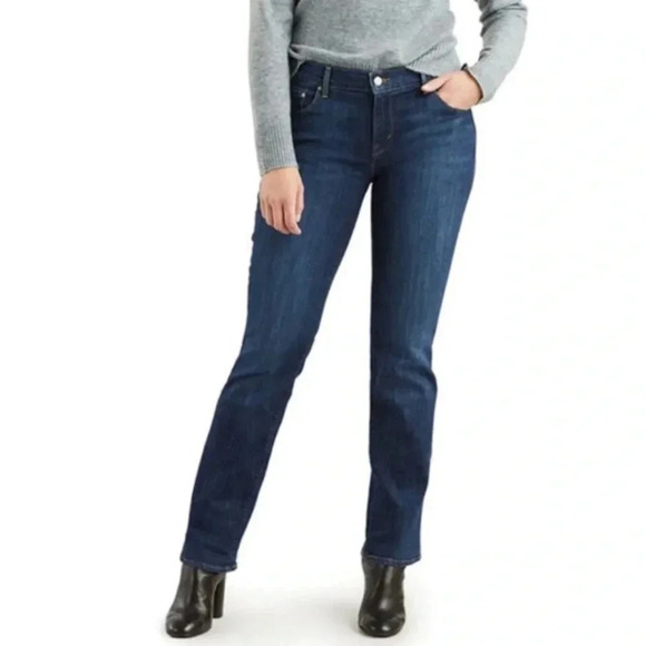 {Levi's} "505 Straight" High Rise Relaxed Stretch Denim Jeans - Picture 1 of 7